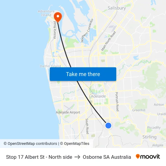 Stop 17 Albert St - North side to Osborne SA Australia map