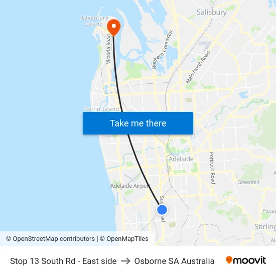 Stop 13 South Rd - East side to Osborne SA Australia map