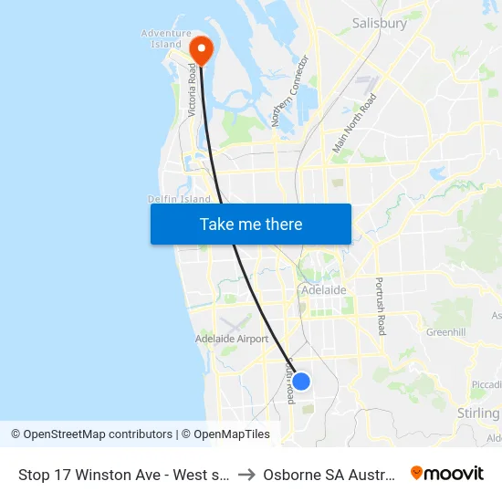 Stop 17 Winston Ave - West side to Osborne SA Australia map