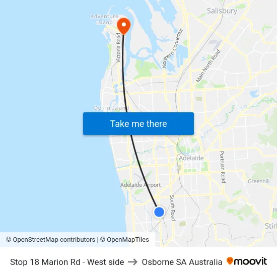 Stop 18 Marion Rd - West side to Osborne SA Australia map
