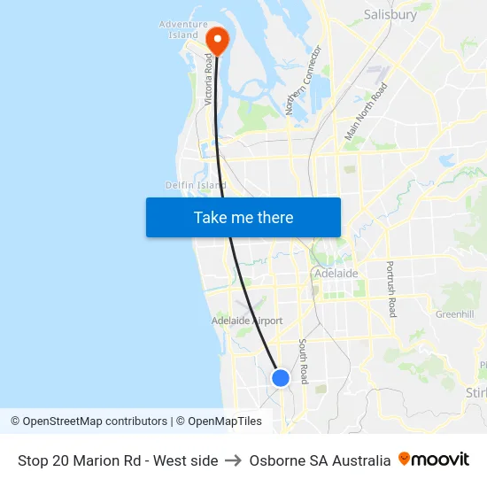 Stop 20 Marion Rd - West side to Osborne SA Australia map