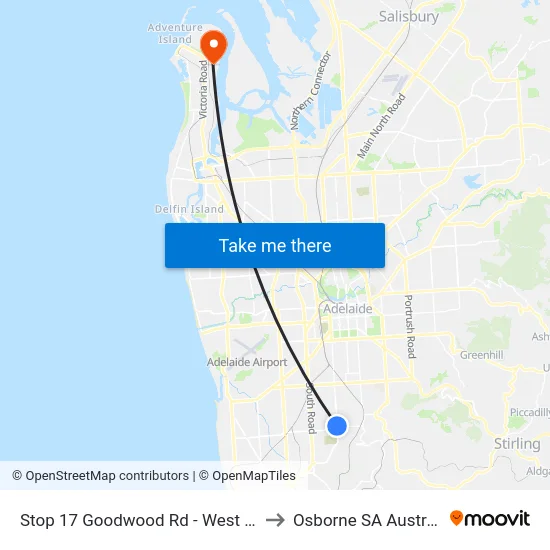 Stop 17 Goodwood Rd - West side to Osborne SA Australia map