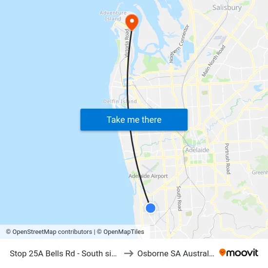 Stop 25A Bells Rd - South side to Osborne SA Australia map