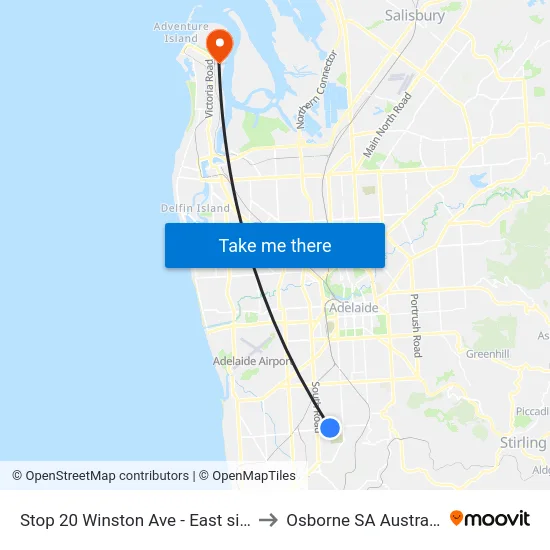 Stop 20 Winston Ave - East side to Osborne SA Australia map