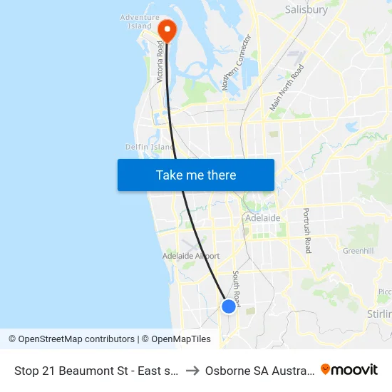 Stop 21 Beaumont St - East side to Osborne SA Australia map