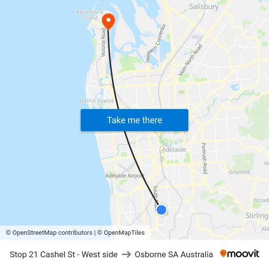 Stop 21 Cashel St - West side to Osborne SA Australia map