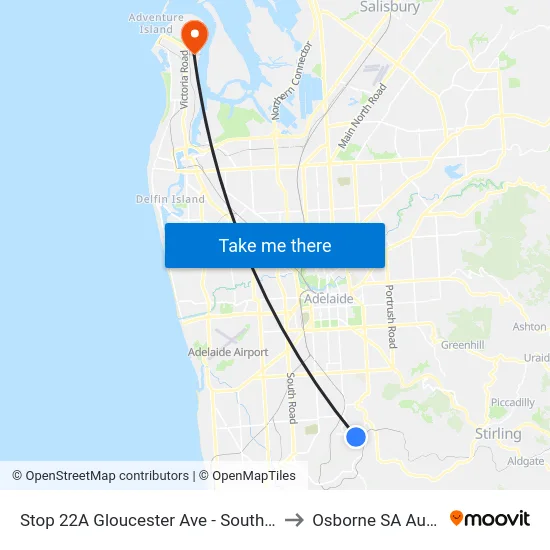 Stop 22A Gloucester Ave - South East side to Osborne SA Australia map