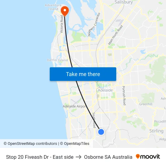 Stop 20 Fiveash Dr - East side to Osborne SA Australia map