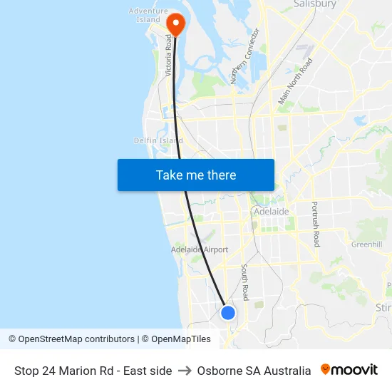 Stop 24 Marion Rd - East side to Osborne SA Australia map