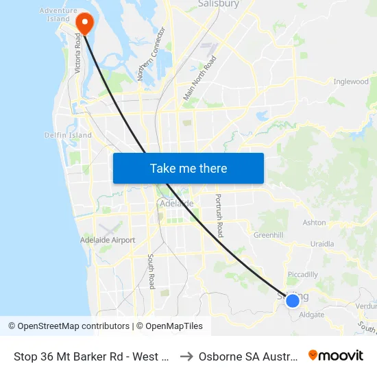 Stop 36 Mt Barker Rd - West side to Osborne SA Australia map