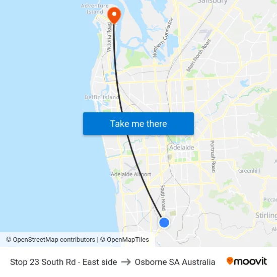 Stop 23 South Rd - East side to Osborne SA Australia map
