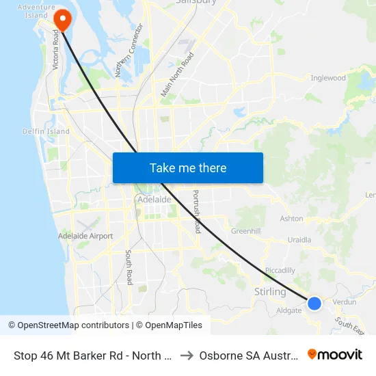 Stop 46 Mt Barker Rd - North side to Osborne SA Australia map