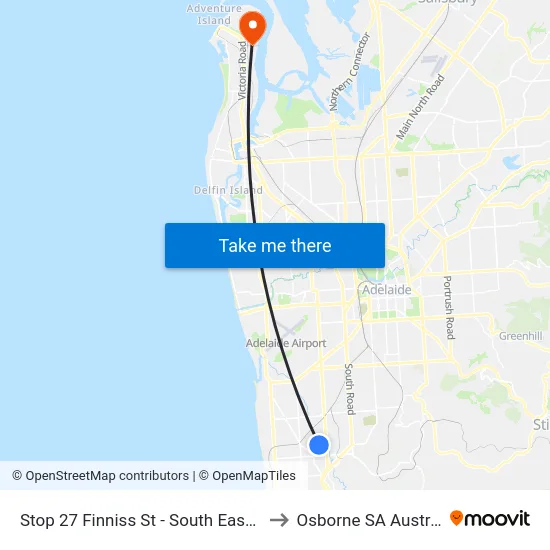 Stop 27 Finniss St - South East side to Osborne SA Australia map