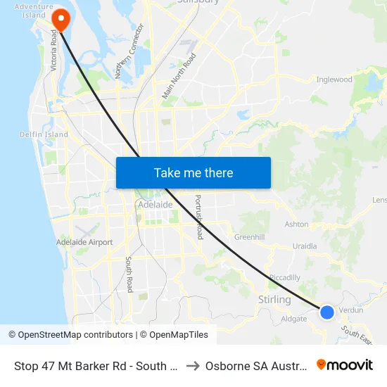 Stop 47 Mt Barker Rd - South side to Osborne SA Australia map