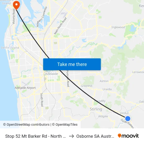 Stop 52 Mt Barker Rd - North side to Osborne SA Australia map