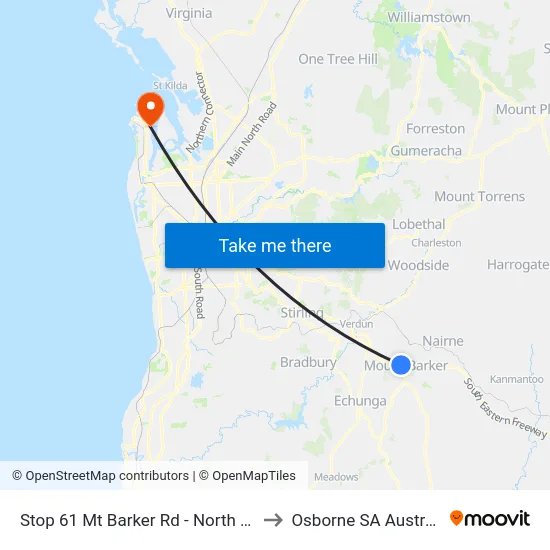 Stop 61 Mt Barker Rd - North side to Osborne SA Australia map