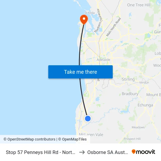 Stop 57 Penneys Hill Rd - North side to Osborne SA Australia map