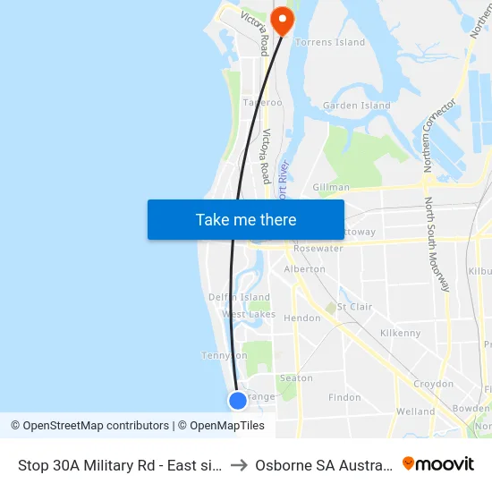 Stop 30A Military Rd - East side to Osborne SA Australia map