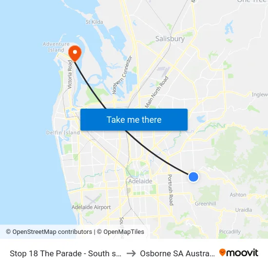Stop 18 The Parade - South side to Osborne SA Australia map