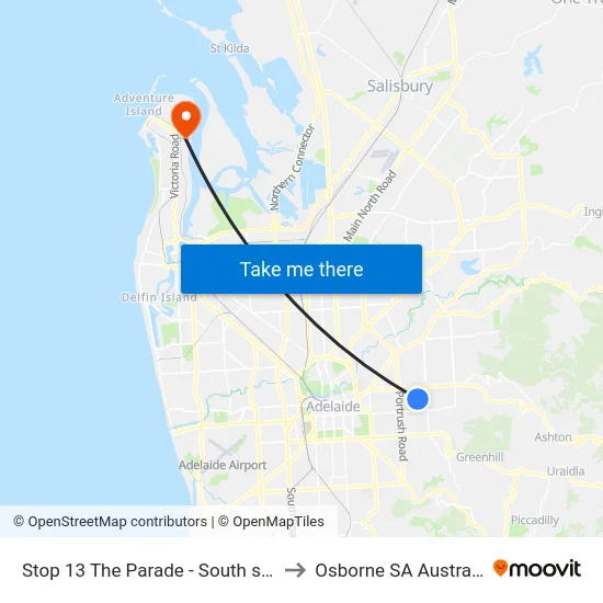 Stop 13 The Parade - South side to Osborne SA Australia map