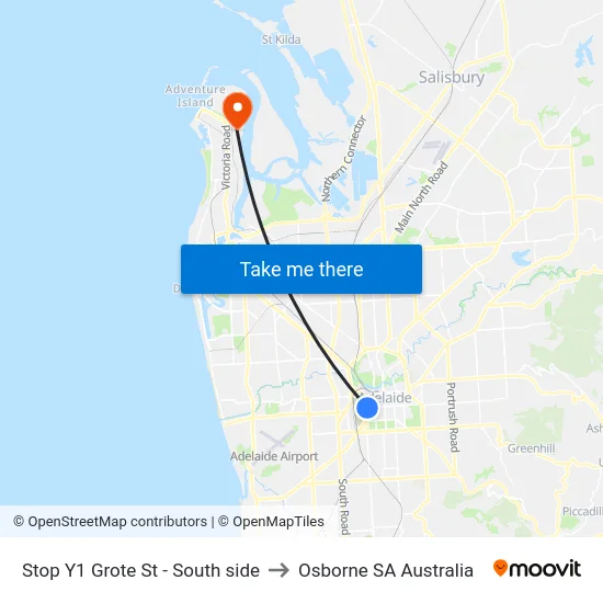Stop Y1 Grote St - South side to Osborne SA Australia map