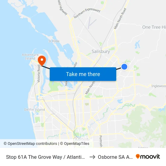 Stop 61A The Grove Way / Atlantis Dr - West side to Osborne SA Australia map