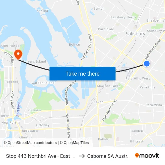 Stop 44B Northbri Ave - East side to Osborne SA Australia map