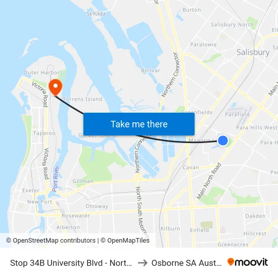 Stop 34B University Blvd - North side to Osborne SA Australia map