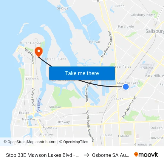 Stop 33E Mawson Lakes Blvd - East side to Osborne SA Australia map