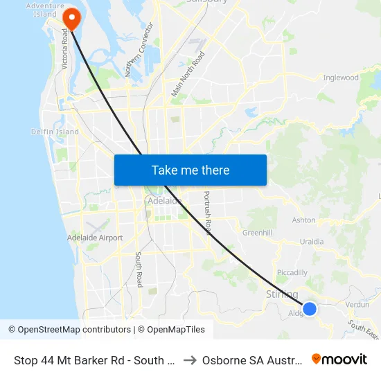 Stop 44 Mt Barker Rd - South side to Osborne SA Australia map