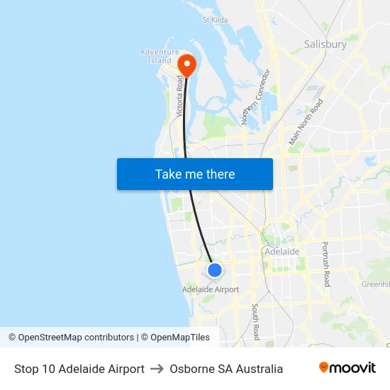 Stop 10 Adelaide Airport to Osborne SA Australia map