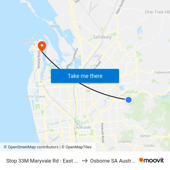 Stop 33M Maryvale Rd - East side to Osborne SA Australia map