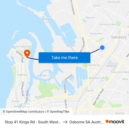 Stop 41 Kings Rd - South West side to Osborne SA Australia map