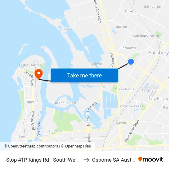Stop 41P Kings Rd - South West side to Osborne SA Australia map