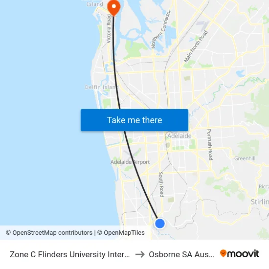 Zone C Flinders University Interchange to Osborne SA Australia map