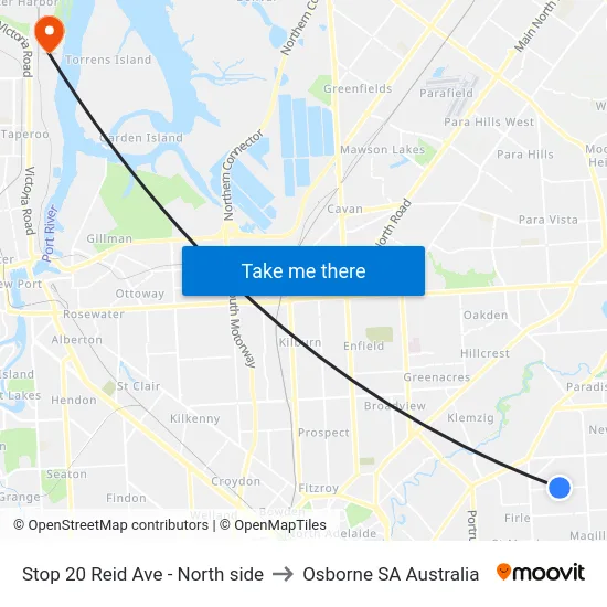 Stop 20 Reid Ave - North side to Osborne SA Australia map