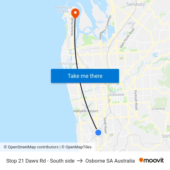 Stop 21 Daws Rd - South side to Osborne SA Australia map