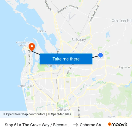 Stop 61A The Grove Way / Bicentennial Dr - North side to Osborne SA Australia map