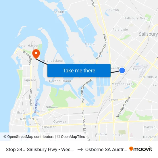 Stop 34U Salisbury Hwy - West side to Osborne SA Australia map