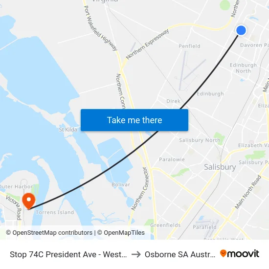Stop 74C President Ave - West side to Osborne SA Australia map