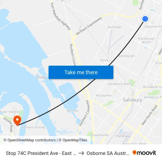 Stop 74C President Ave - East side to Osborne SA Australia map