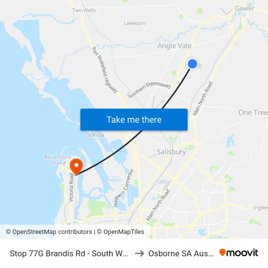 Stop 77G Brandis Rd - South West side to Osborne SA Australia map