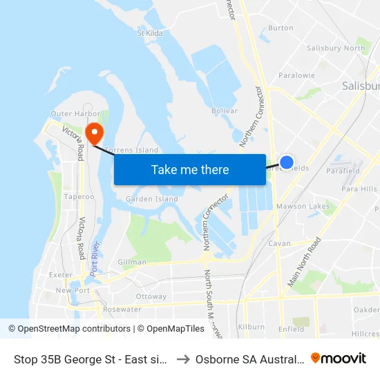 Stop 35B George St - East side to Osborne SA Australia map