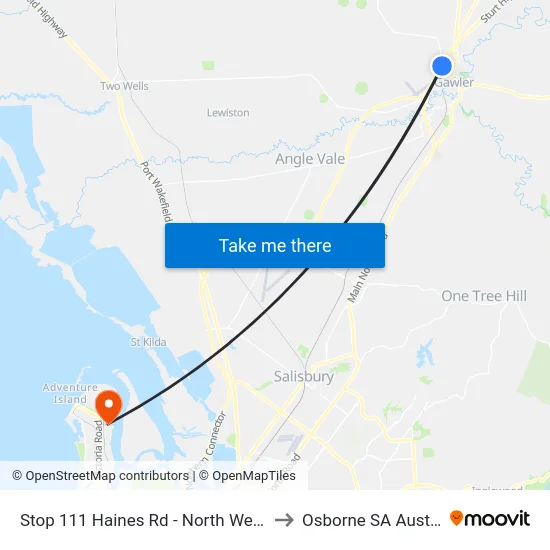 Stop 111 Haines Rd - North West side to Osborne SA Australia map