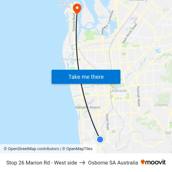 Stop 26 Marion Rd - West side to Osborne SA Australia map