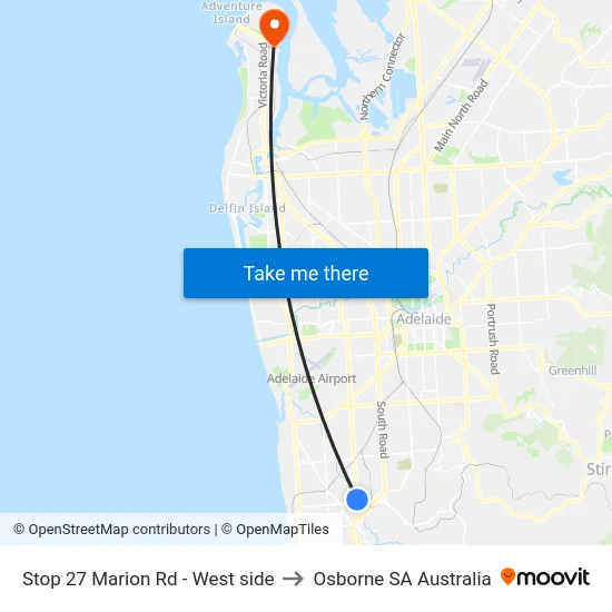 Stop 27 Marion Rd - West side to Osborne SA Australia map