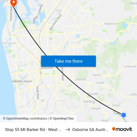 Stop 55 Mt Barker Rd - West side to Osborne SA Australia map