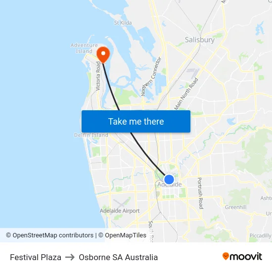 Festival Plaza to Osborne SA Australia map