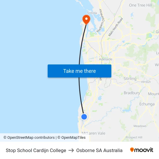 Stop School Cardijn College to Osborne SA Australia map