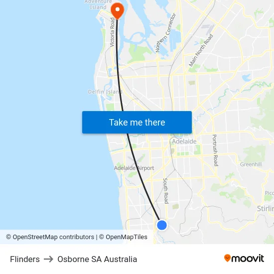 Flinders to Osborne SA Australia map